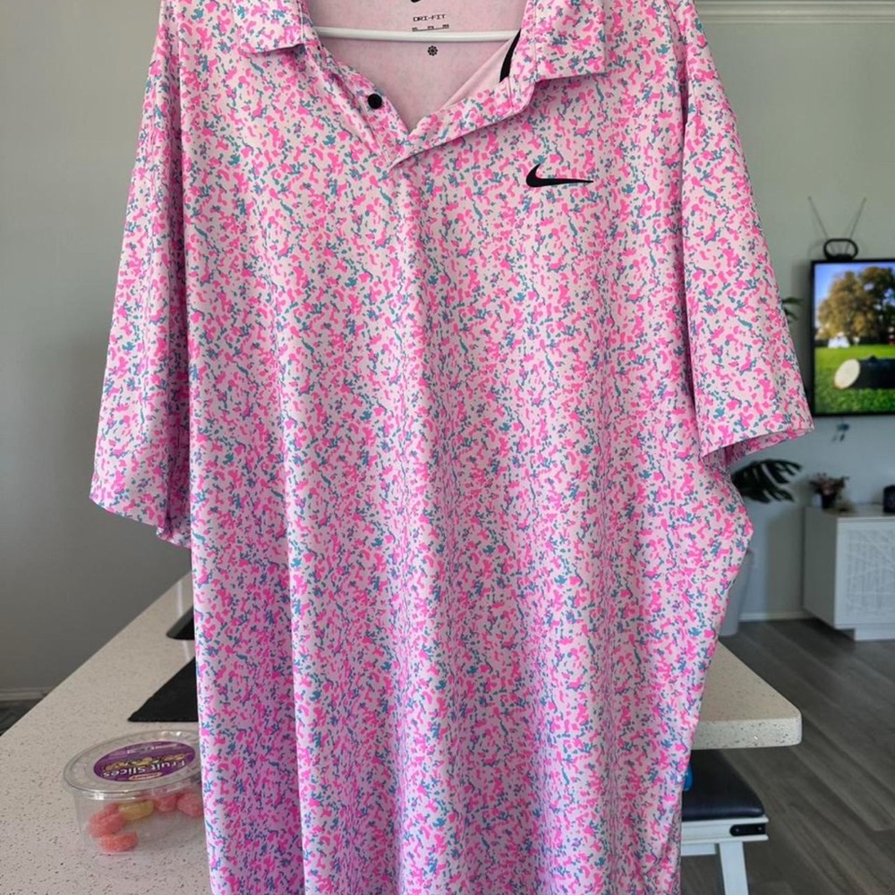 Nike Golf Dri-Fit pink floral polo shirt